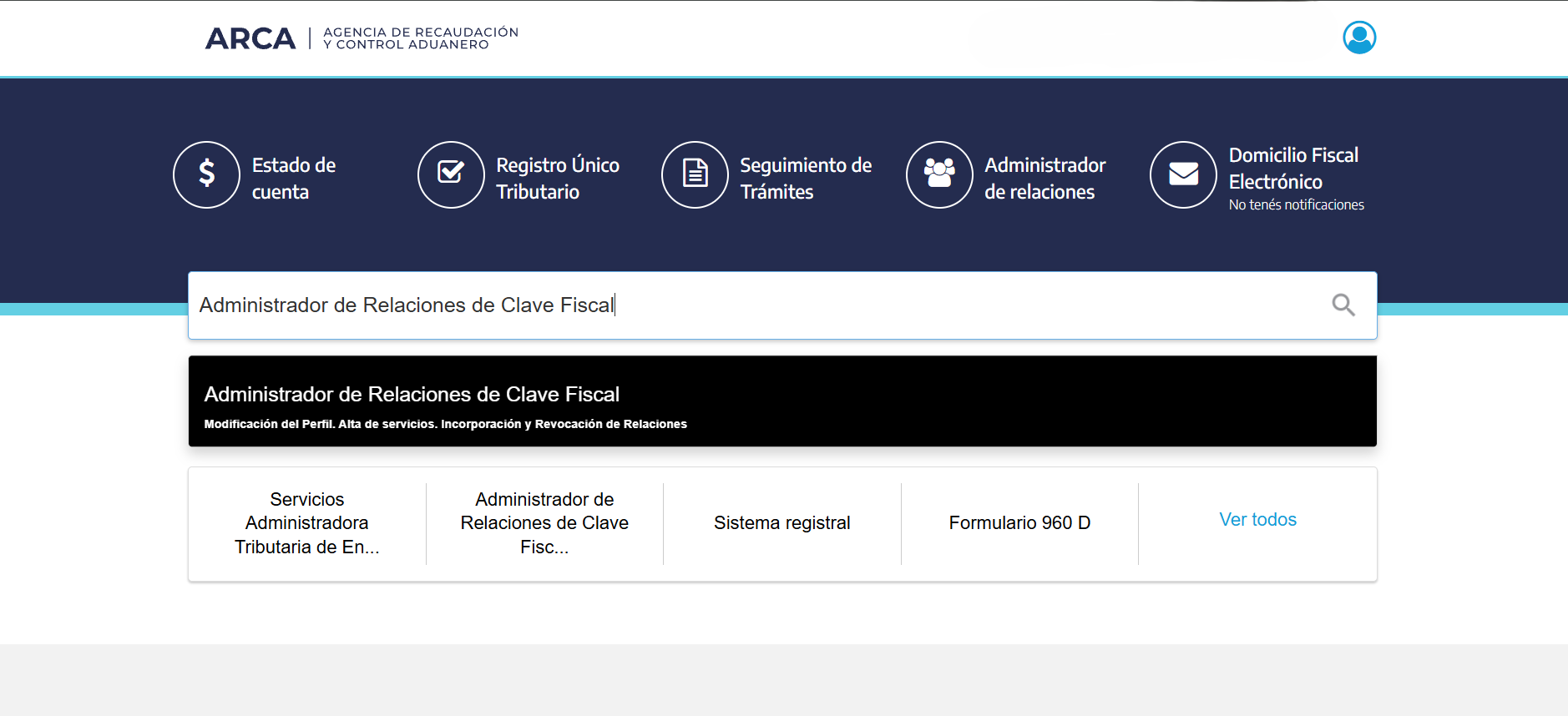 Buscador de ARCA: Administrador de Relaciones de Clave Fiscal