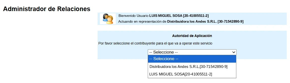 Autoridad de Aplicación: elegir la sociedad en el Administrador de Relaciones